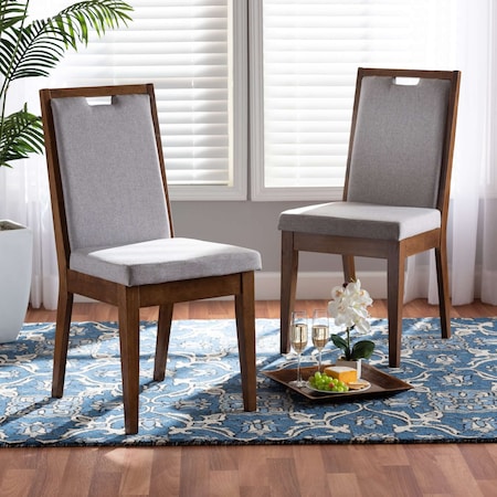 Baxton Studio Octavia ModernGrey Fabric Upholstered and Walnut Brown Finished Wood Dining Chair Set(2PC) PR 195-2PC-12143-ZORO